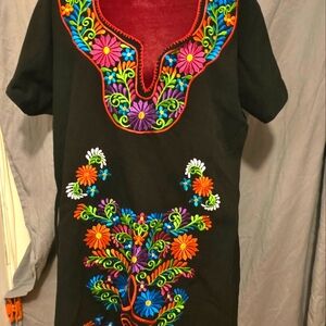 Black Dress with Colorful Embroidery